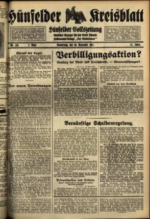 Erste Ausgabe vom Donnerstag, den 26. November 1931.
