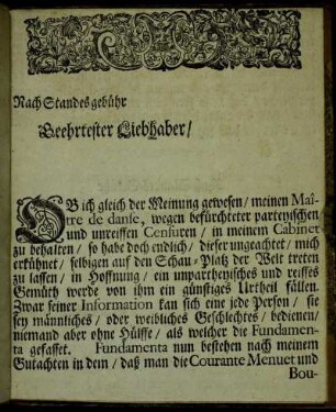 Nach Standesgebühr/ Geehrtester Liebhaber / ...