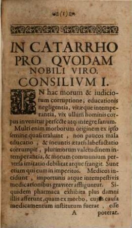 Consiliorum et epistolarum medicinalium liber ..., 1. Liber primus, cui accessit ... introductio ad artem Medicam