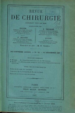 Revue de chirurgie. 17,b. 1897