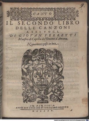 IL SECONDO LIBRO DELLE CANZONI A SEI VOCI
