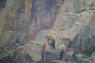 An der Baustelle der Staumauer Talsperre Sosa