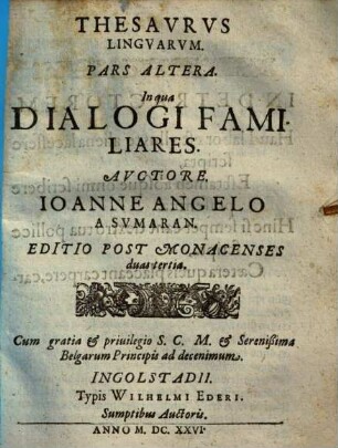 Thesaurus linguarum in quo facilis via hispanicam gallicam italicam attingendi etiam per latinam et germanicam sternitur. 2, Dialogi familiares