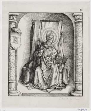 Heiliger Ansbert von Rouen, Blatt 10 der Folge "Heilige aus der Familie des Kaisers Maximilian I. aus dem Hause Habsburg"