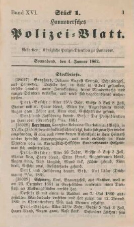 4. Januar-31. December = Stück 1-117 [incl. Vagabonden-Verzeichniß]