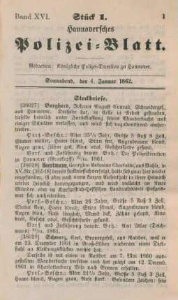 4. Januar-31. December = Stück 1-117 [incl. Vagabonden-Verzeichniß]
