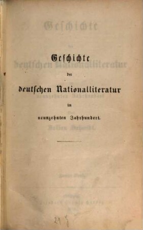 Geschichte der deutschen Nationalliteratur im neunzehnten Jahrhundert, 2