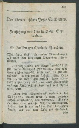 Der ökonomischen Hefte Siebentes. Fortsetzung von dem ländlichen Gartenbau.