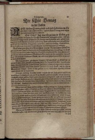 Palmarum. Der sechste Sontag in der Fasten
