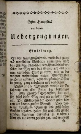 Erstes Hauptstück von denen Ueberzeugungen.