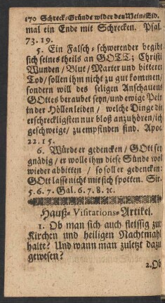Hauß-Visitations-Artikel
