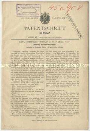 Patentschrift einer Neuerung an Dreschmaschinen, Patent-Nr. 23143