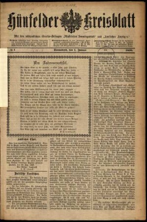 Ausgabe vom Samstag, den 01. Januar 1898.