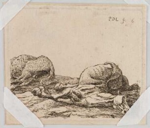 The set of the horses (6 Blatt): 6. Two dead horses