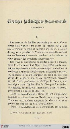 Chronique archéologique départementale