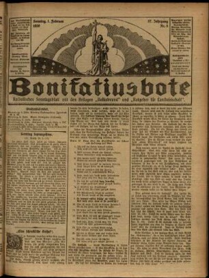 Erste Ausgabe vom Sonntag, den 01. Februar 1920.