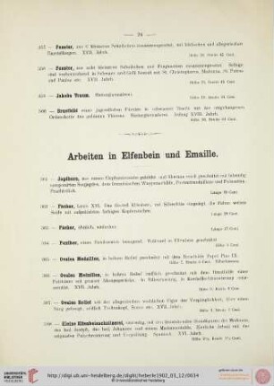 Arbeiten in Elfenbein und Emaille (Nr. 361-384)