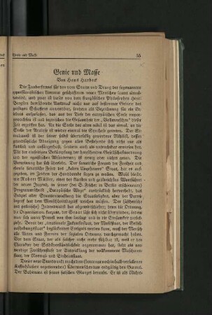 Genie und Masse.