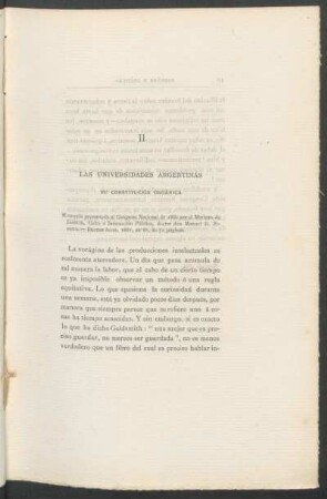II - Las universidades argentinas : Su constitución orgánica