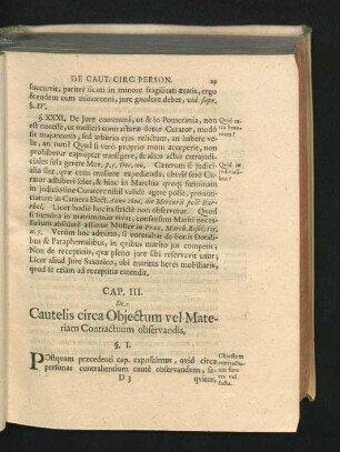 Cap. III. De Cautelis circa Obiectum vel Materiam Contractuum observandis.