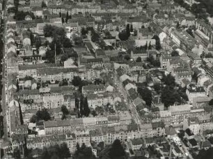 Dresden-Neustadt. Äußere Neustadt, westlich Prießnitzstraße. Luftbildschrägaufnahme von Ostsüdosten