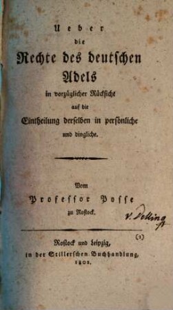 Ueber die Rechte des deutschen Adels