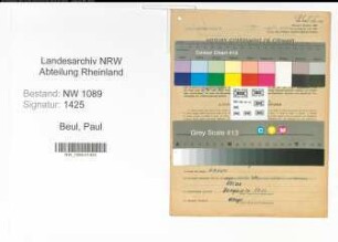 Entnazifizierung Paul Beul , geb. 08.05.1897 (Brandmeister)