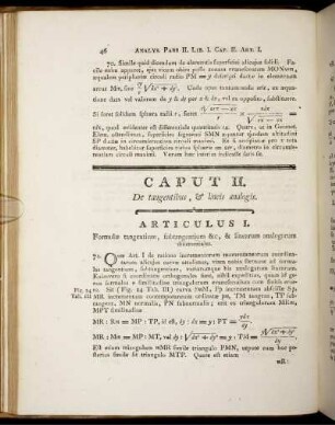 Caput II. De tangentibus, lineis analogis.