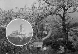 Cossebaude (Dresden-Cossebaude). Stadtteilansicht (Restaurant und Hotel "Osterberg" in diese Aufnahme montiert)