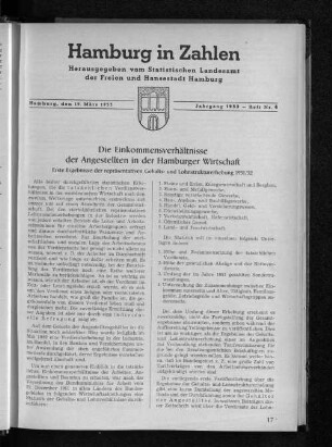 Die Einkommensverhältnisse der Angestellten in der Hamburger Wirtschaft