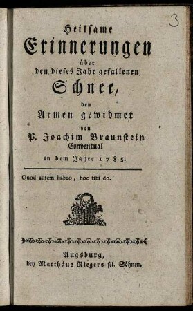 Heilsame Erinnerungen über den dieses Jahr gefallenen Schnee