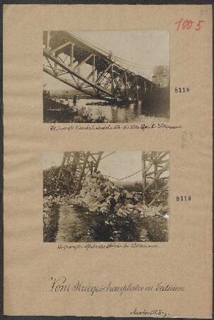 Gesprengte Eisenbahnbrücke über die Zlota Lipa bei Wiklorewna