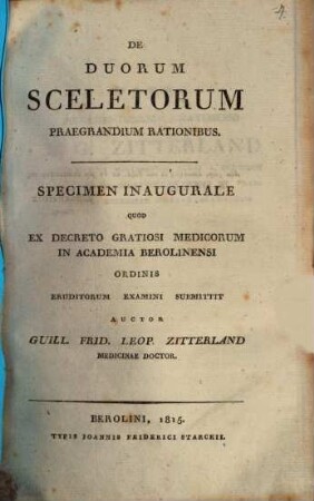 De duorum sceletorum praegrandium rationibus : specimen inaug.