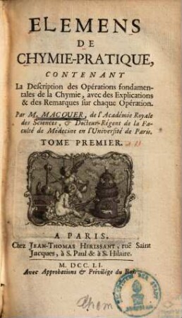 Elemens de Chymie-Theorique