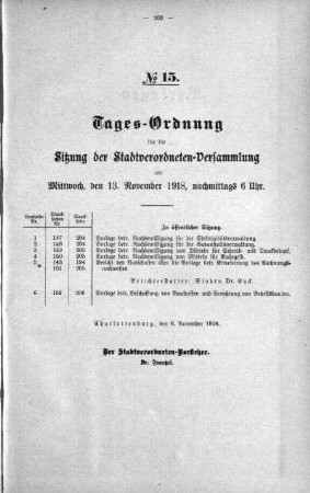 Tages-Ordnung No. 15. (147-153), 13. November 1918