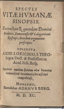 Speculi vitae humanae synopsis