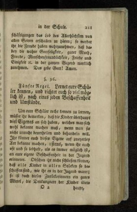 Fünfte Regel. Lernet eure Schüler kennen, und richtet euch so viel möglich ist, nach eines jeden Beschaffenheit unhd Umstände.