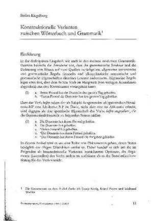 Konstruktionelle Varianten zwischen Wörterbuch und Grammatik