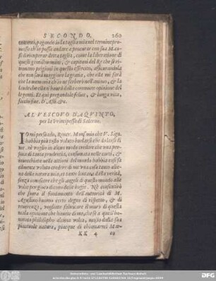 Al Vescovo D'Aquinto, per la Principessa di Salerno.