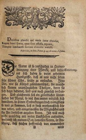 Abhandlung von den Metall-Müttern und der Erzeugung der Metalle : aus der Naturlehre und Bergwerckswissenschaft hergeleitet und mit Chymischen Versuchen erwiesen