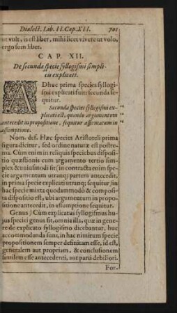 Cap. XII. De secunda specie syllogismi simplicis explicati.