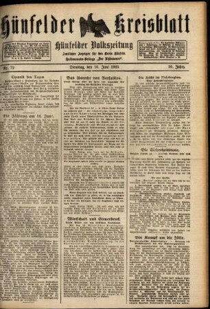 Ausgabe vom Dienstag, den 16. Juni 1925.