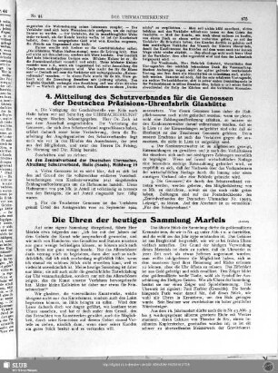 Die Uhren der heutigen Sammlung Marfels (Schluß)