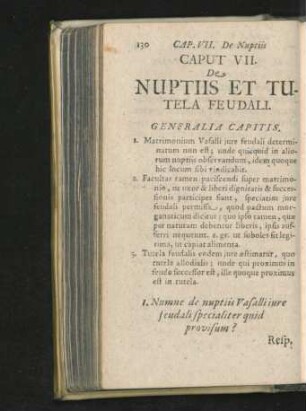 Caput VII. De Nuptiis Et Tutela Feudali.