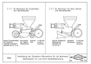 Ausrüstung der Einzelkorn-Sämaschine für die Mulchsaat (Schlitzsaat) mit und ohne Saatbettbereitung