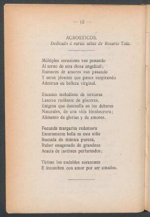 Acrósticos. : Dedicada a varias niñas de Rosario Tala.