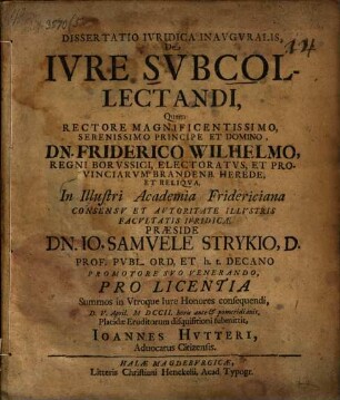 Diss. ... inaug. de iure subcollectandi