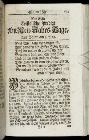 Die Erste Epistolische Predigt Am Neu-Jahrs-Tage.