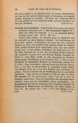88 [Rezension] Schulte, Johannes Chrysostomus, Die Kirche und die Gebildeten