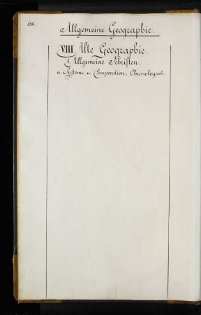 VIII. Alte Geographie.